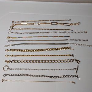 Lot Of 13 Metal Bracelets And Anklets